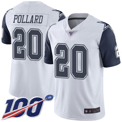 Men Dallas Cowboys Limited White Tony Pollard #20 100th Season Rush Vapor Untouchable NFL Jersey->dallas cowboys->NFL Jersey